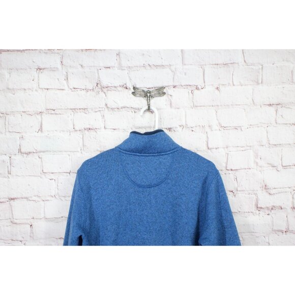 LL Bean Sweater Fleece Full Zip Jacket Rugged Knit Blue Size M - Picture 4 of 10